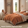 image:imageBedsure PureWoven 3 Pieces 100 Cotton Waffle Duvet Cover Set King Brown07  Terracotta No Comforter