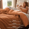 image:imageBedsure PureWoven 3 Pieces 100 Cotton Waffle Duvet Cover Set King Brown07  Terracotta No Comforter
