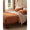 image:imageBedsure PureWoven 3 Pieces 100 Cotton Waffle Duvet Cover Set King Brown07  Terracotta No Comforter