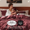 image:imageBedsure PureWoven 3 Pieces 100 Cotton Waffle Duvet Cover Set King Brown08  Maroon Red No Comforter