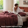image:imageBedsure PureWoven 3 Pieces 100 Cotton Waffle Duvet Cover Set King Brown08  Maroon Red No Comforter