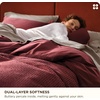 image:imageBedsure PureWoven 3 Pieces 100 Cotton Waffle Duvet Cover Set King Brown08  Maroon Red No Comforter
