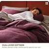 image:imageBedsure PureWoven 3 Pieces 100 Cotton Waffle Duvet Cover Set King Brown09  Burgundy No Comforter