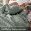 image:imageBedsure PureWoven 3 Pieces 100 Cotton Waffle Duvet Cover Set King Brown11  Sage Green No Comforter