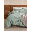 image:imageBedsure PureWoven 3 Pieces 100 Cotton Waffle Duvet Cover Set King Brown11  Sage Green No Comforter
