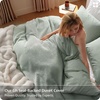 image:imageBedsure PureWoven 3 Pieces 100 Cotton Waffle Duvet Cover Set King Brown11  Sage Green No Comforter