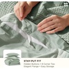 image:imageBedsure PureWoven 3 Pieces 100 Cotton Waffle Duvet Cover Set King Brown11  Sage Green No Comforter
