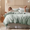 image:imageBedsure PureWoven 3 Pieces 100 Cotton Waffle Duvet Cover Set King Brown11  Sage Green No Comforter