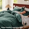 image:imageBedsure PureWoven 3 Pieces 100 Cotton Waffle Duvet Cover Set King Brown13  Forest Green No Comforter