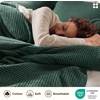 image:imageBedsure PureWoven 3 Pieces 100 Cotton Waffle Duvet Cover Set King Brown13  Forest Green No Comforter