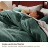 image:imageBedsure PureWoven 3 Pieces 100 Cotton Waffle Duvet Cover Set King Brown13  Forest Green No Comforter