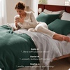 image:imageBedsure PureWoven 3 Pieces 100 Cotton Waffle Duvet Cover Set King Brown13  Forest Green No Comforter