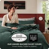 image:imageBedsure PureWoven 3 Pieces 100 Cotton Waffle Duvet Cover Set King Brown13  Forest Green No Comforter