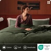image:imageBedsure PureWoven 3 Pieces 100 Cotton Waffle Duvet Cover Set King Brown14  Olive Green No Comforter