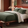 image:imageBedsure PureWoven 3 Pieces 100 Cotton Waffle Duvet Cover Set King Brown14  Olive Green No Comforter