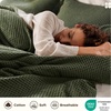 image:imageBedsure PureWoven 3 Pieces 100 Cotton Waffle Duvet Cover Set King Brown14  Olive Green No Comforter