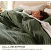 image:imageBedsure PureWoven 3 Pieces 100 Cotton Waffle Duvet Cover Set King Brown14  Olive Green No Comforter
