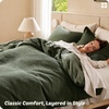 image:imageBedsure PureWoven 3 Pieces 100 Cotton Waffle Duvet Cover Set King Brown14  Olive Green No Comforter