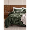 image:imageBedsure PureWoven 3 Pieces 100 Cotton Waffle Duvet Cover Set King Brown14  Olive Green No Comforter