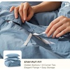 image:imageBedsure PureWoven 3 Pieces 100 Cotton Waffle Duvet Cover Set King Brown16  Grey Blue No Comforter