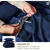 image:imageBedsure PureWoven 3 Pieces 100 Cotton Waffle Duvet Cover Set King Brown17  Navy No Comforter