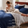 image:imageBedsure PureWoven 3 Pieces 100 Cotton Waffle Duvet Cover Set King Brown17  Navy No Comforter