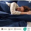 image:imageBedsure PureWoven 3 Pieces 100 Cotton Waffle Duvet Cover Set King Brown17  Navy No Comforter
