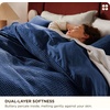 image:imageBedsure PureWoven 3 Pieces 100 Cotton Waffle Duvet Cover Set King Brown17  Navy No Comforter