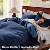 image:imageBedsure PureWoven 3 Pieces 100 Cotton Waffle Duvet Cover Set King Brown17  Navy No Comforter