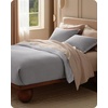 image:imageBedsure PureWoven 3 Pieces 100 Cotton Waffle Duvet Cover Set King Brown18  Grey No Comforter