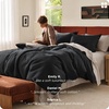 image:imageBedsure PureWoven 3 Pieces 100 Cotton Waffle Duvet Cover Set King Brown19  Black No Comforter