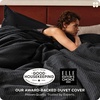 image:imageBedsure PureWoven 3 Pieces 100 Cotton Waffle Duvet Cover Set King Brown19  Black No Comforter