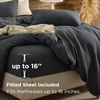 image:imageBedsure PureWoven 3 Pieces 100 Cotton Waffle Duvet Cover Set King Brown19  Charcoal Black No Comforter