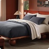 image:imageBedsure PureWoven 3 Pieces 100 Cotton Waffle Duvet Cover Set King Brown19  Charcoal Black No Comforter