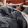 image:imageBedsure PureWoven 3 Pieces 100 Cotton Waffle Duvet Cover Set King Brown19  Charcoal Black No Comforter
