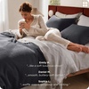 image:imageBedsure PureWoven 3 Pieces 100 Cotton Waffle Duvet Cover Set King Brown19  Charcoal Black No Comforter