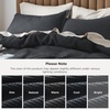 image:imageBedsure PureWoven 3 Pieces 100 Cotton Waffle Duvet Cover Set King Brown19  Charcoal Black No Comforter