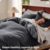 image:imageBedsure PureWoven 3 Pieces 100 Cotton Waffle Duvet Cover Set King Brown19  Charcoal Black No Comforter