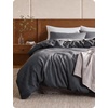 image:imageBedsure PureWoven 3 Pieces 100 Cotton Waffle Duvet Cover Set King Brown19  Charcoal Black No Comforter