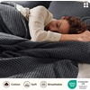 image:imageBedsure PureWoven 3 Pieces 100 Cotton Waffle Duvet Cover Set King Brown19  Charcoal Black No Comforter