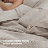 image:imageBedsure PureWoven 3 Pieces 100 Cotton Waffle Duvet Cover Set King Brown19  Spacedyed Linen No Comforter