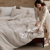 image:imageBedsure PureWoven 3 Pieces 100 Cotton Waffle Duvet Cover Set King Brown19  Spacedyed Linen No Comforter