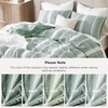 image:imageBedsure PureWoven 3 Pieces 100 Cotton Waffle Duvet Cover Set King Brown19  Strip Green No Comforter