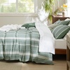 image:imageBedsure PureWoven 3 Pieces 100 Cotton Waffle Duvet Cover Set King Brown19  Strip Green No Comforter