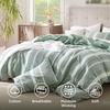image:imageBedsure PureWoven 3 Pieces 100 Cotton Waffle Duvet Cover Set King Brown19  Strip Green No Comforter