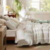 image:imageBedsure PureWoven 3 Pieces 100 Cotton Waffle Duvet Cover Set King Brown19  Strip Linen No Comforter