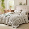image:imageBedsure PureWoven 3 Pieces 100 Cotton Waffle Duvet Cover Set King Brown19  Strip Linen No Comforter