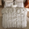 image:imageBedsure PureWoven 3 Pieces 100 Cotton Waffle Duvet Cover Set King Brown19  Strip Linen No Comforter