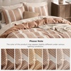 image:imageBedsure PureWoven 3 Pieces 100 Cotton Waffle Duvet Cover Set King Brown19  Strip Terracotta No Comforter