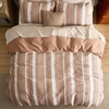 image:imageBedsure PureWoven 3 Pieces 100 Cotton Waffle Duvet Cover Set King Brown19  Strip Terracotta No Comforter